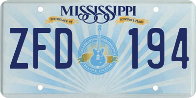 MS license plate ZFD194