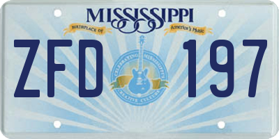 MS license plate ZFD197