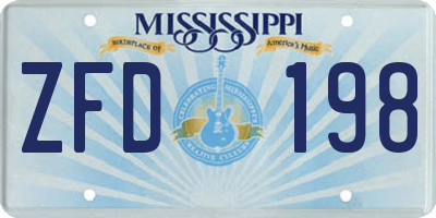 MS license plate ZFD198