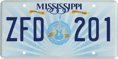 MS license plate ZFD201