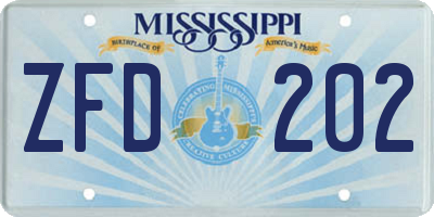 MS license plate ZFD202