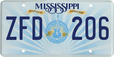 MS license plate ZFD206