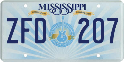 MS license plate ZFD207