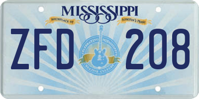 MS license plate ZFD208