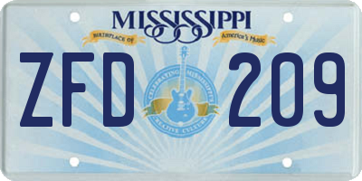 MS license plate ZFD209