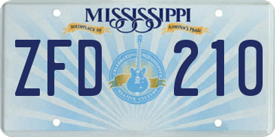 MS license plate ZFD210