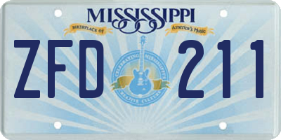 MS license plate ZFD211