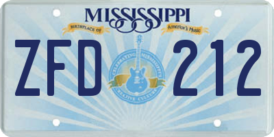 MS license plate ZFD212