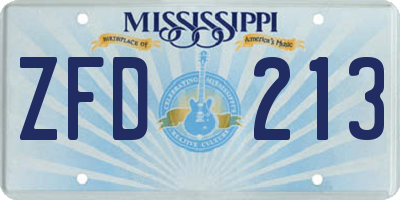 MS license plate ZFD213