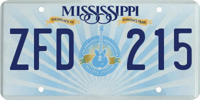 MS license plate ZFD215