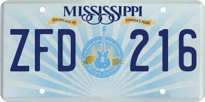 MS license plate ZFD216