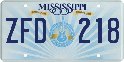 MS license plate ZFD218