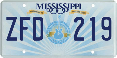 MS license plate ZFD219