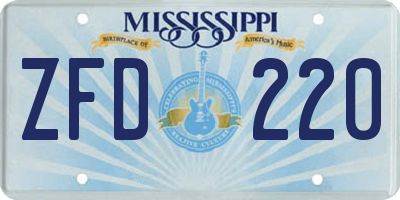 MS license plate ZFD220