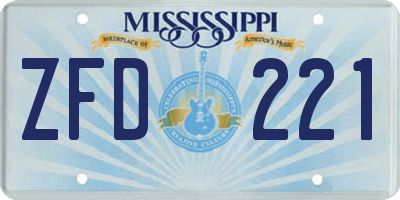 MS license plate ZFD221