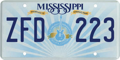 MS license plate ZFD223
