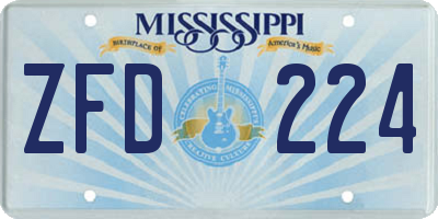MS license plate ZFD224