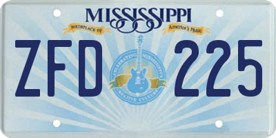 MS license plate ZFD225