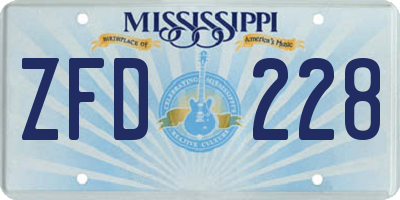 MS license plate ZFD228