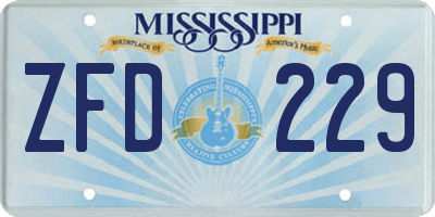 MS license plate ZFD229
