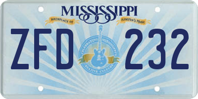 MS license plate ZFD232