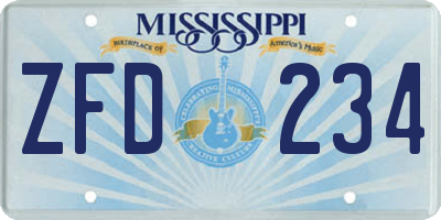 MS license plate ZFD234