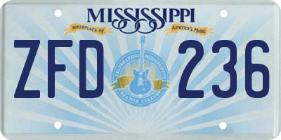 MS license plate ZFD236