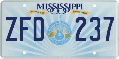 MS license plate ZFD237