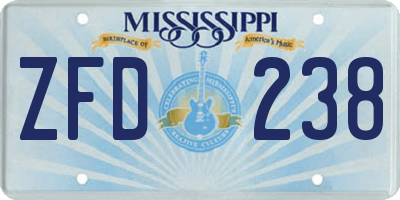 MS license plate ZFD238