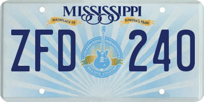 MS license plate ZFD240