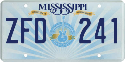 MS license plate ZFD241