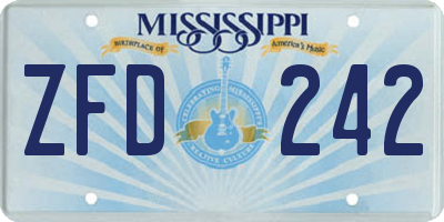 MS license plate ZFD242