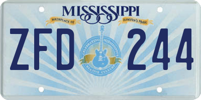 MS license plate ZFD244