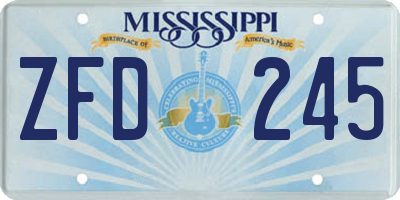 MS license plate ZFD245