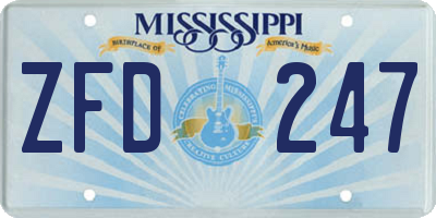 MS license plate ZFD247