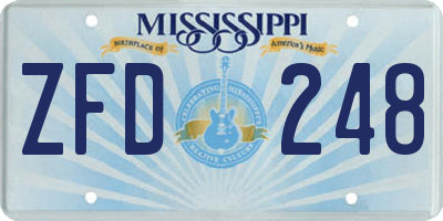 MS license plate ZFD248