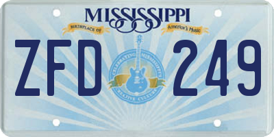 MS license plate ZFD249