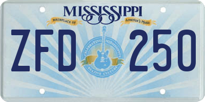 MS license plate ZFD250