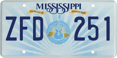 MS license plate ZFD251