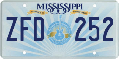 MS license plate ZFD252