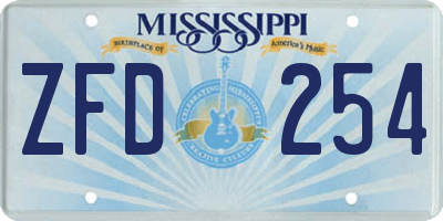 MS license plate ZFD254