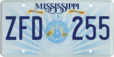 MS license plate ZFD255