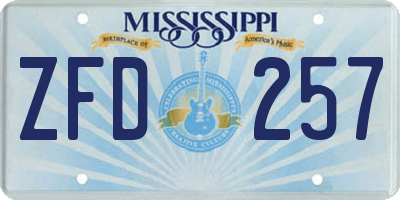 MS license plate ZFD257