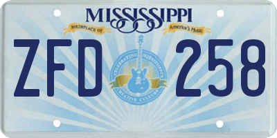 MS license plate ZFD258