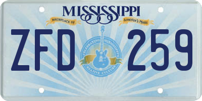 MS license plate ZFD259