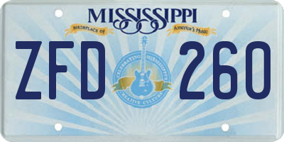 MS license plate ZFD260