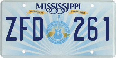 MS license plate ZFD261
