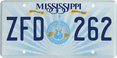 MS license plate ZFD262