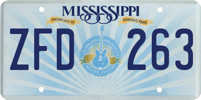 MS license plate ZFD263