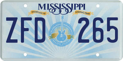 MS license plate ZFD265